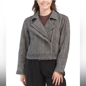 Splendid Gray Moto Blazer with Notched Lapel